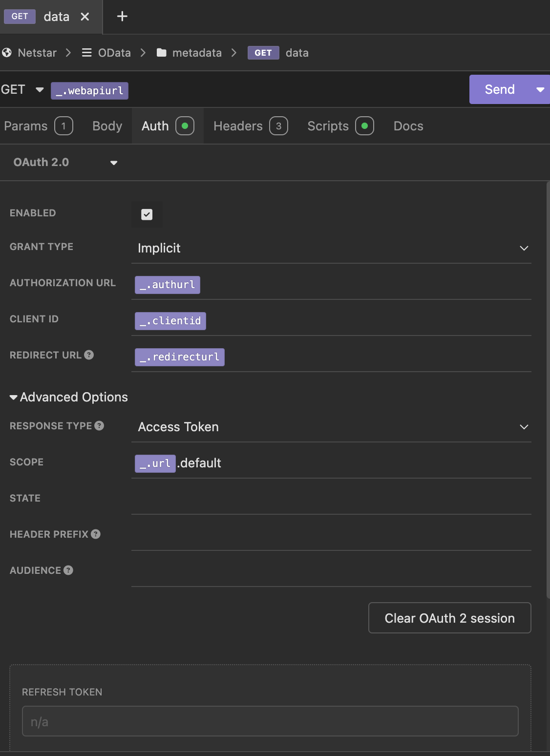 Insomnia Request Auth Setup
